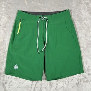 NEW Stio CFS Board Shorts Mens 30 Green Tropical Drawstring Zip Pocket Made USA